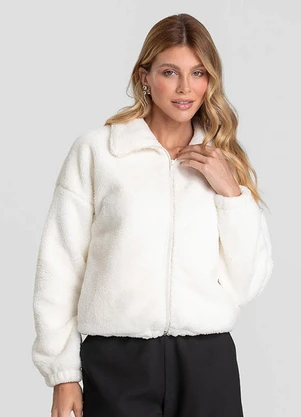 Dianna - Jaqueta Feminina Bomber Carneirinho Bege - DIANNA