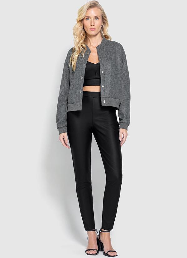 Enfim - Jaqueta Feminina Bomber em Jacquard Cinza 2
