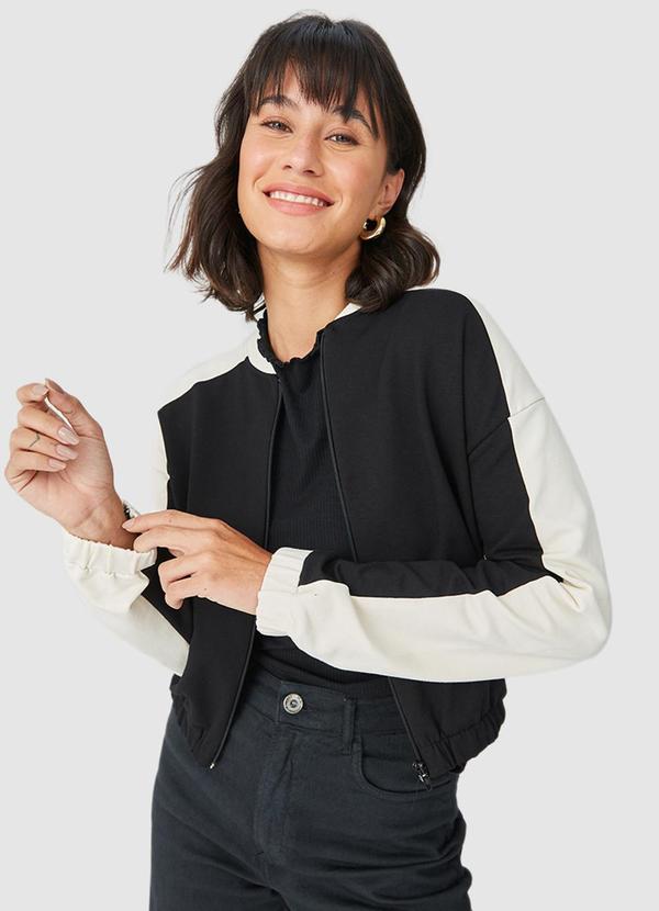 Malwee - Jaqueta Feminina Bomber em Moletom Preto