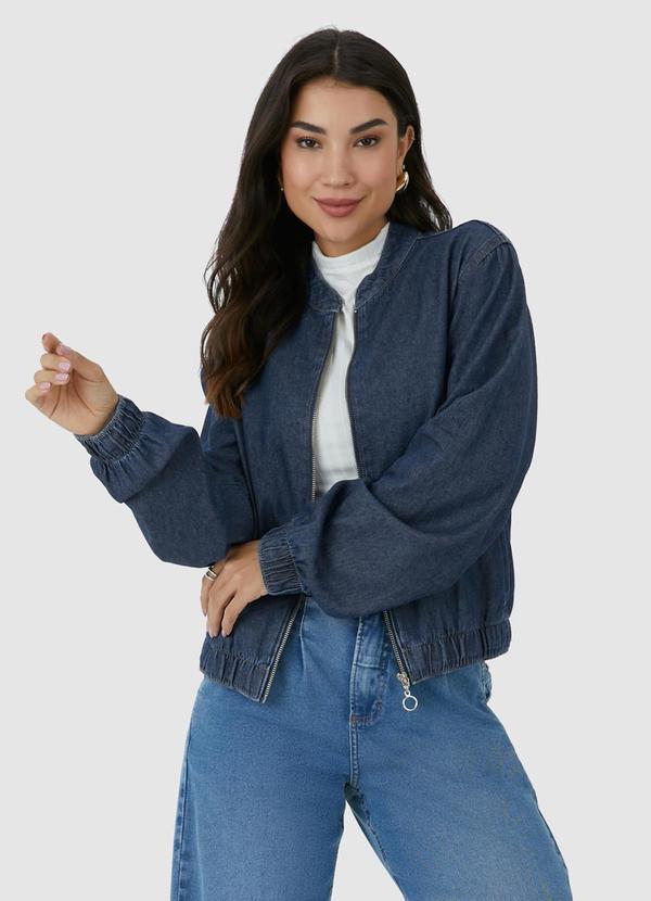 Malwee - Jaqueta Feminina Bomber Jeans Azul