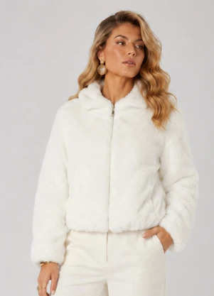 Rovitex - Jaqueta Feminina Bomber Peluciada Forrada Branco - ROVITEX