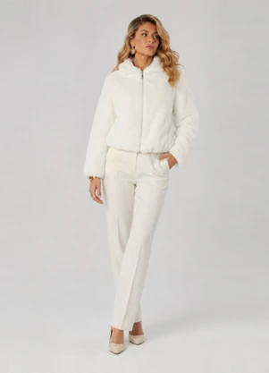 Rovitex - Jaqueta Feminina Bomber Peluciada Forrada Branco - ROVITEX