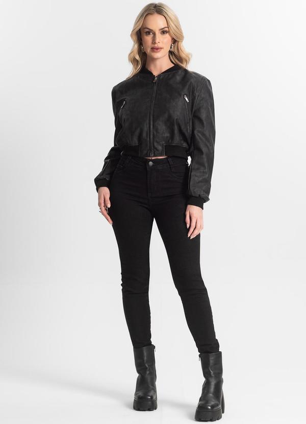 Rovitex - Jaqueta Feminina Bomber Pu Hansez Preto 3