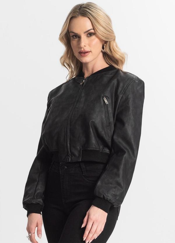 Rovitex - Jaqueta Feminina Bomber Pu Hansez Preto 4
