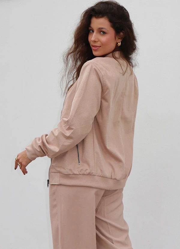 Hiatto Confecção - Jaqueta Feminina Bomber Veludo Bege 2