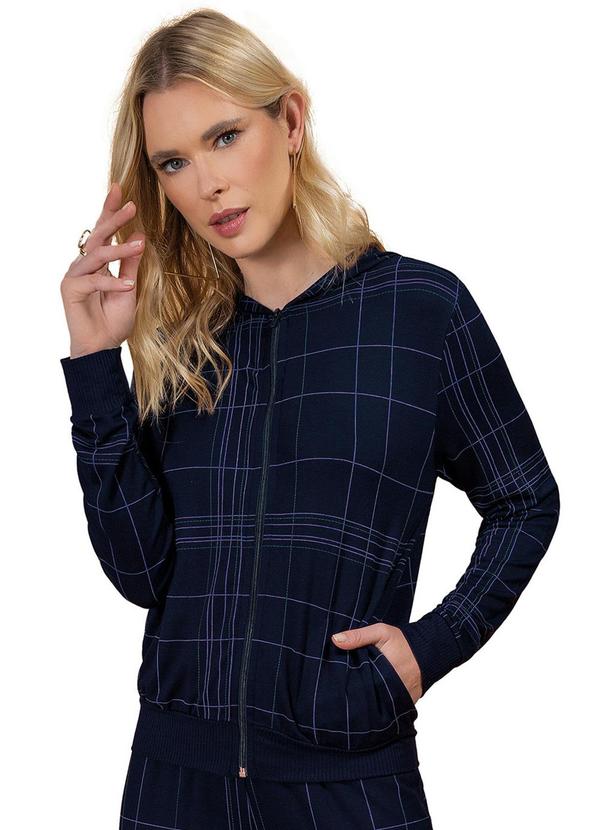 Rovitex - Jaqueta Feminina com Capuz Azul