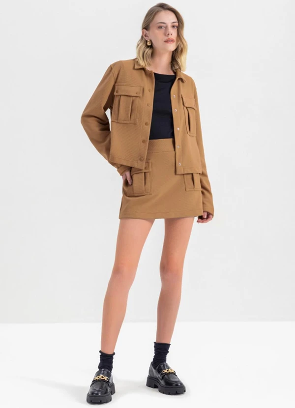 Essendi - Jaqueta Feminina com Detalhe em Ribana  Marrom 3