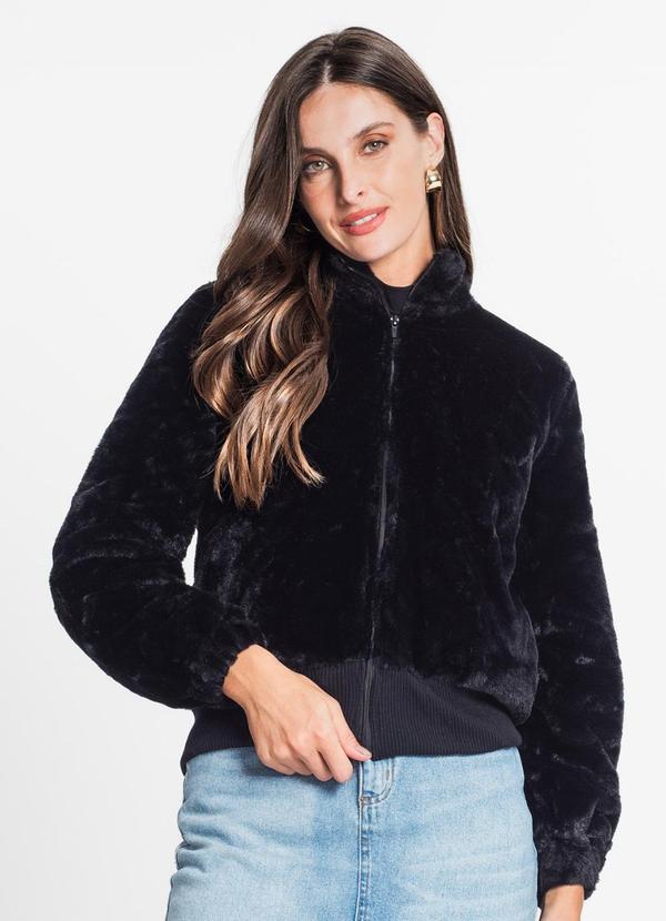 Rovitex Jaqueta Feminina com Zíper Preto
