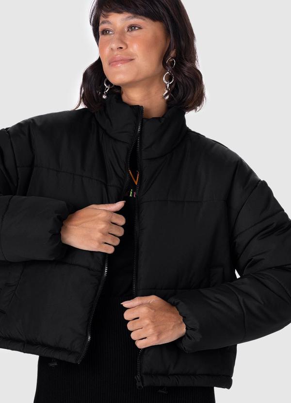 Malwee - Jaqueta Feminina Cropped Puffer Preto