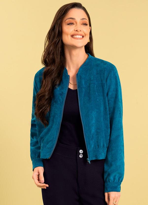 Cativa - Jaqueta Feminina de Veludo Cotelê Azul
