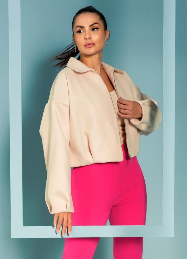 Gris - Jaqueta Feminina Elegante em Alfaiataria Bege