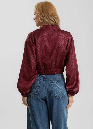 Dianna - Jaqueta Feminina em Jacquard Acetinado Vermelho - DIANNA