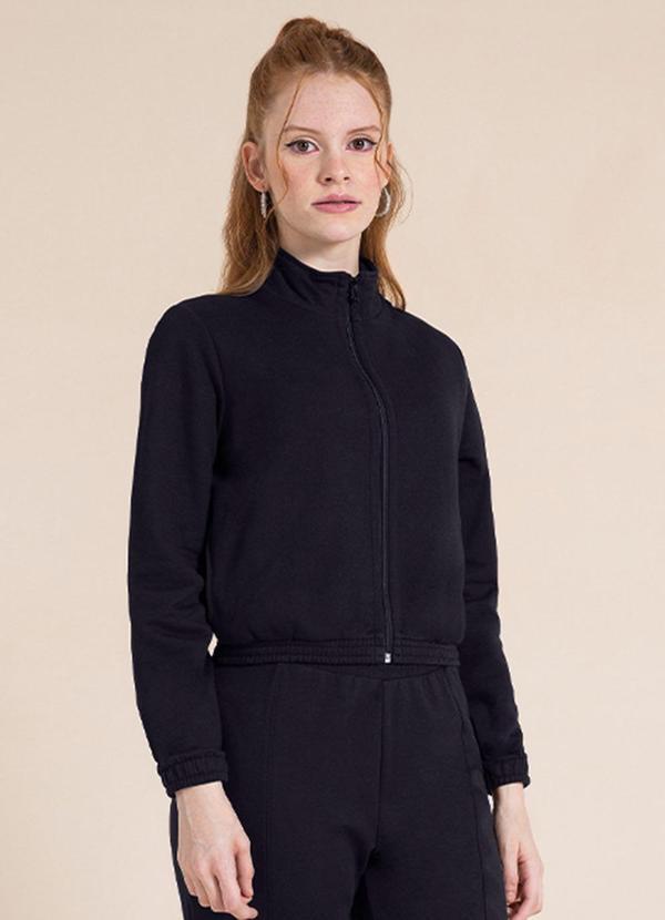 Bjoe - Jaqueta Feminina em Moletom Juvenil Preto