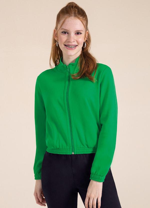 Bjoe - Jaqueta Feminina em Moletom Juvenil Verde