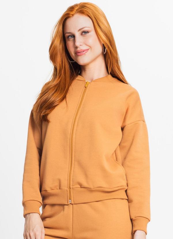 Rovitex - Jaqueta Feminina em Moletom Marrom