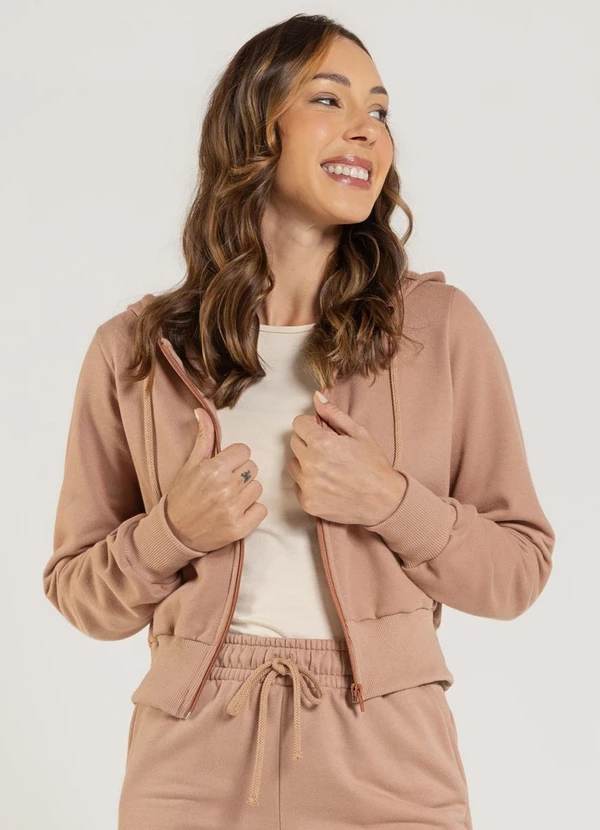 Just Basic - Jaqueta Feminina em Moletom Marrom