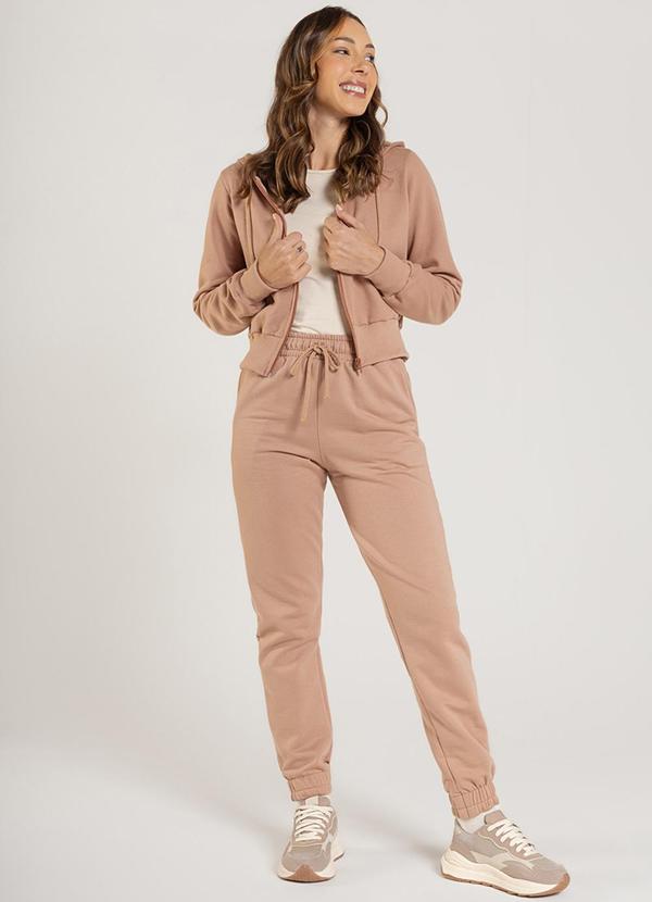 Just Basic - Jaqueta Feminina em Moletom Marrom 3