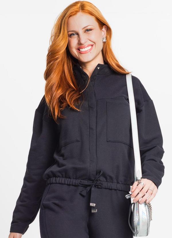 Rovitex - Jaqueta Feminina em Moletom Preto