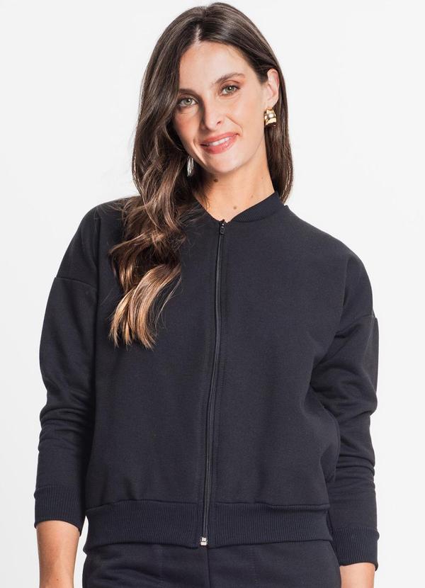 Rovitex - Jaqueta Feminina em Moletom Preto