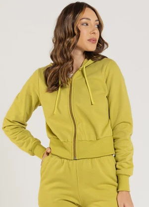 Just Basic - Jaqueta Feminina em Moletom Verde - JUST BASIC