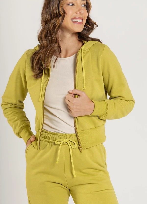 Just Basic - Jaqueta Feminina em Moletom Verde 4