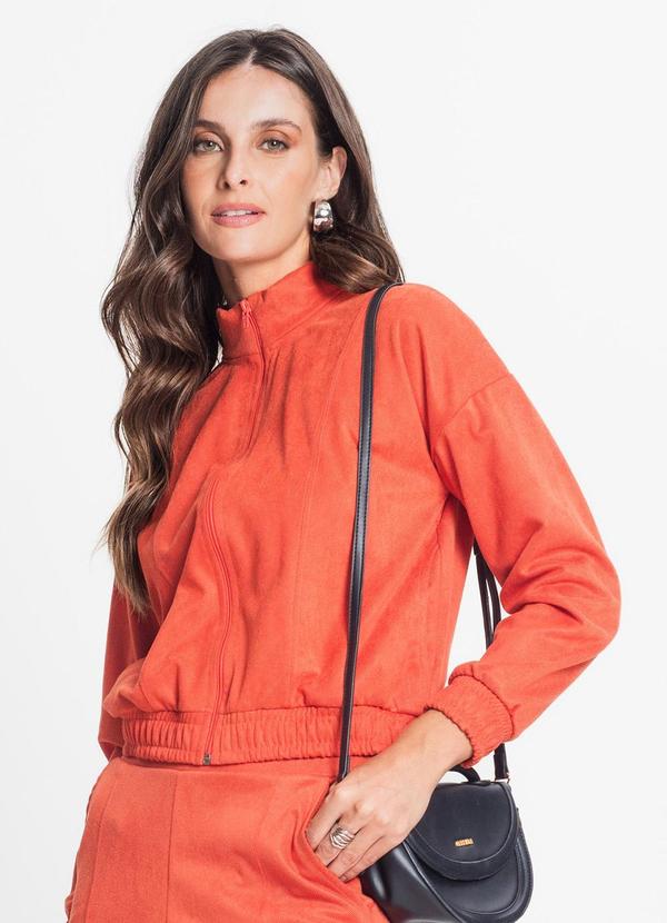 Rovitex - Jaqueta Feminina em Suede Sarjado Laranja