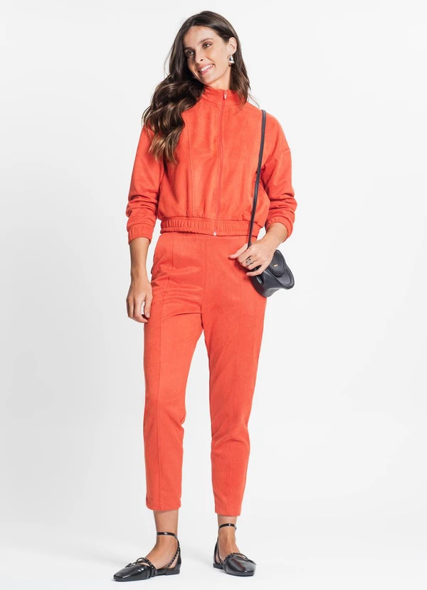 Rovitex - Jaqueta Feminina em Suede Sarjado Laranja 3