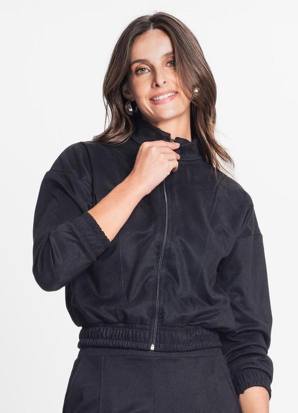 Rovitex - Jaqueta Feminina em Suede Sarjado Preto