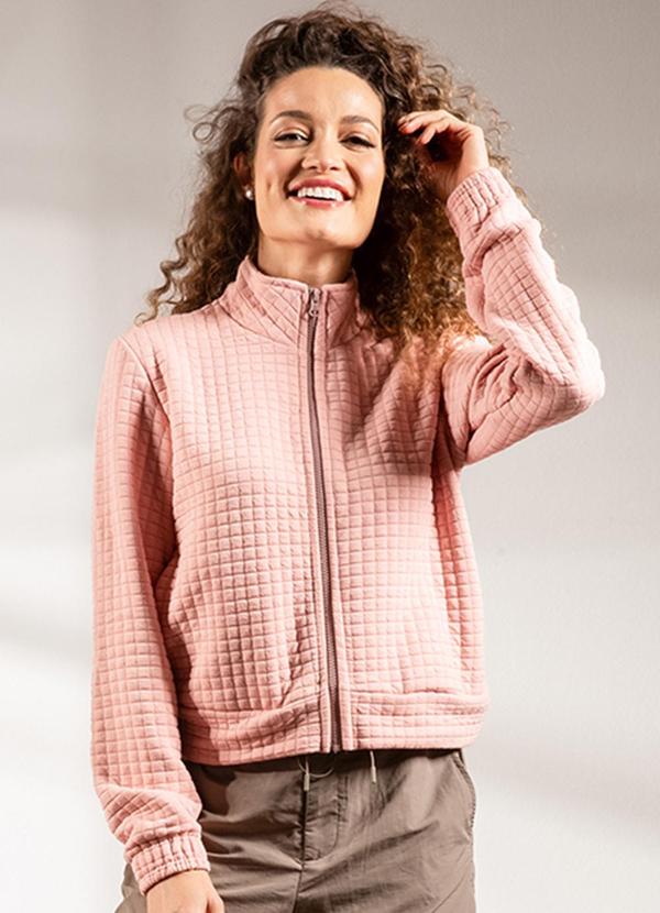 Habana - Jaqueta Feminina em Tecido Matelassê Rosa