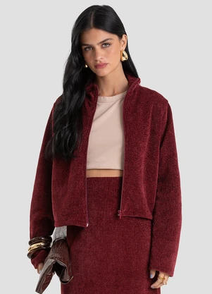 Dianna - Jaqueta Feminina em Tricot Glow Shine Vermelho - DIANNA
