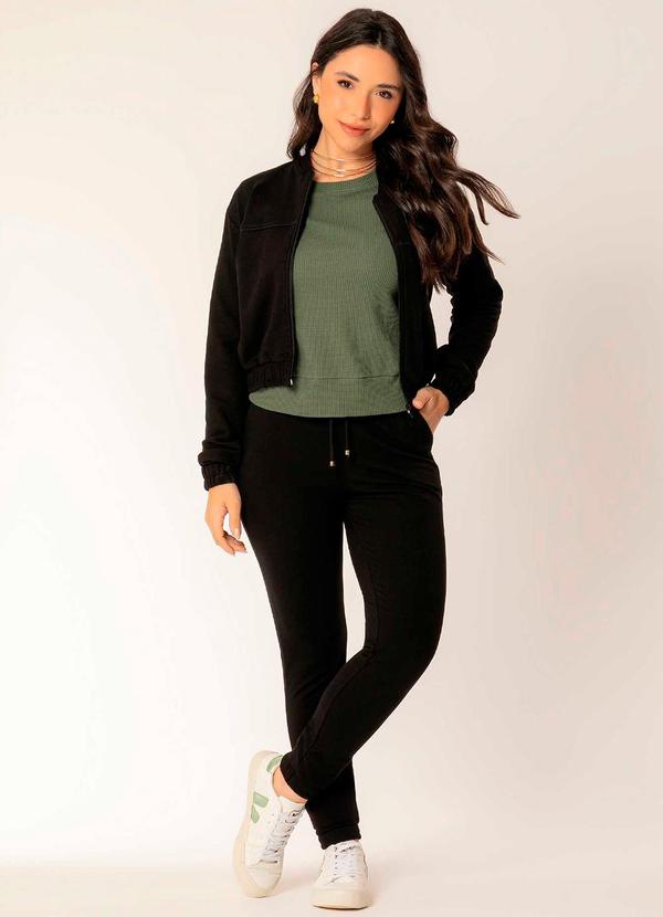 Cativa - Jaqueta Feminina Estilo Cropped com Zíper Preto 2