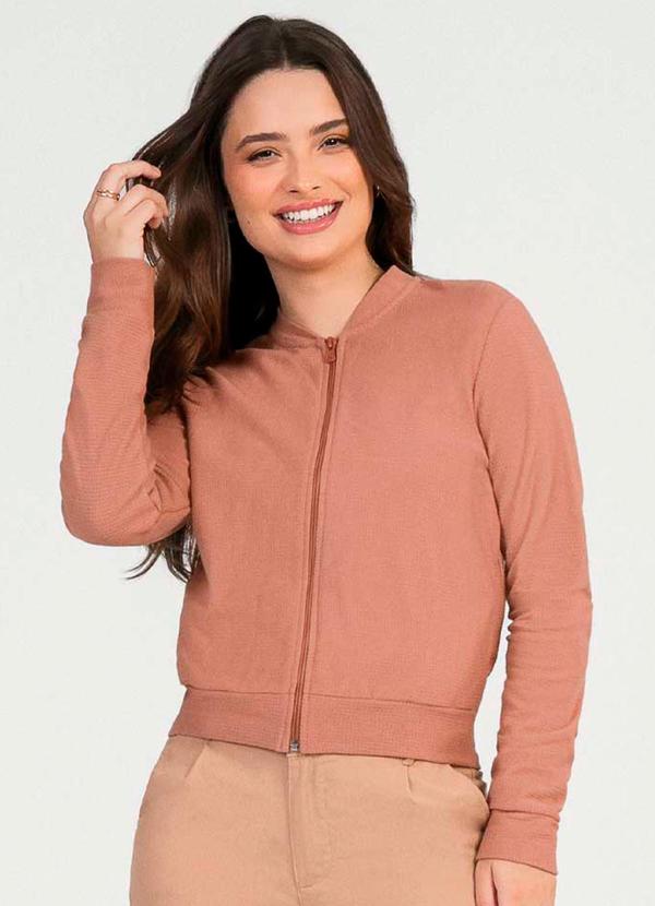 Cativa - Jaqueta Feminina Estilosa com Zíper Bege