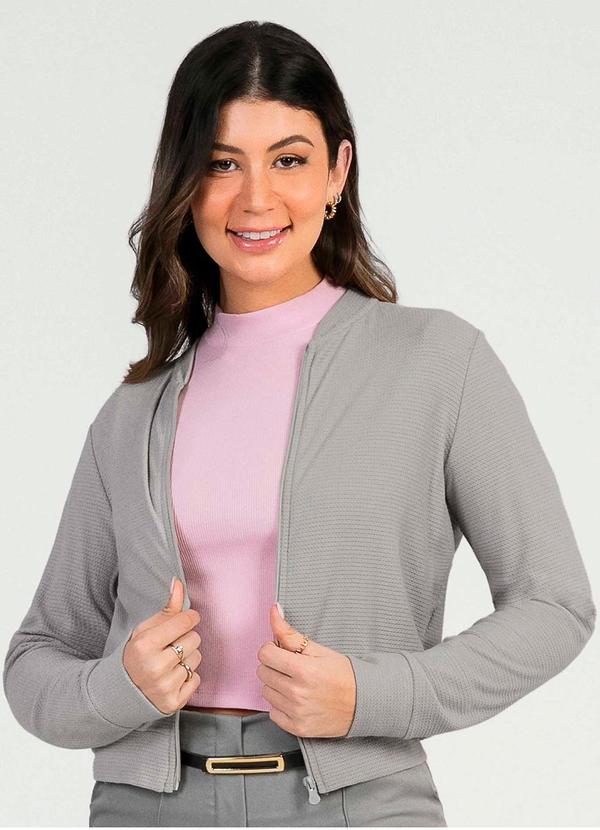 Cativa - Jaqueta Feminina Estilosa com Zíper Cinza
