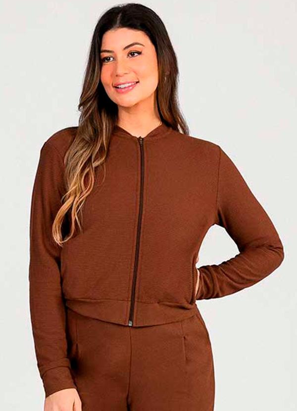 Cativa - Jaqueta Feminina Estilosa com Zíper Marrom
