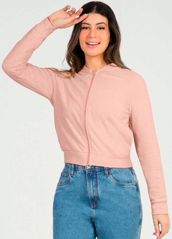 Cativa - Jaqueta Feminina Estilosa com Zíper Rosa