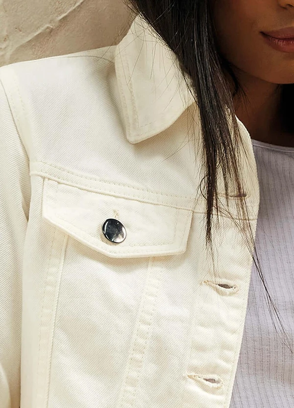 Marialícia - Jaqueta Feminina Jeans Bege 2