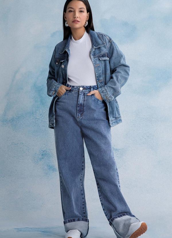 Marialícia - Jaqueta Feminina Jeans Oversized Azul 2