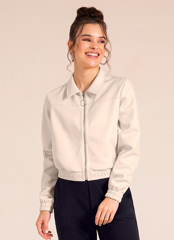 Bjoe - Jaqueta Feminina Juvenil com Punho Bege
