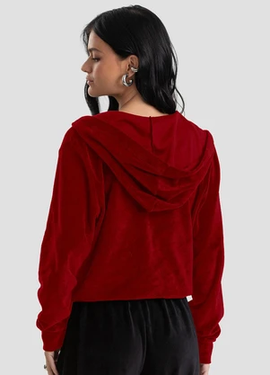 Dianna - Jaqueta Feminina Plush com Capuz Vermelho - DIANNA