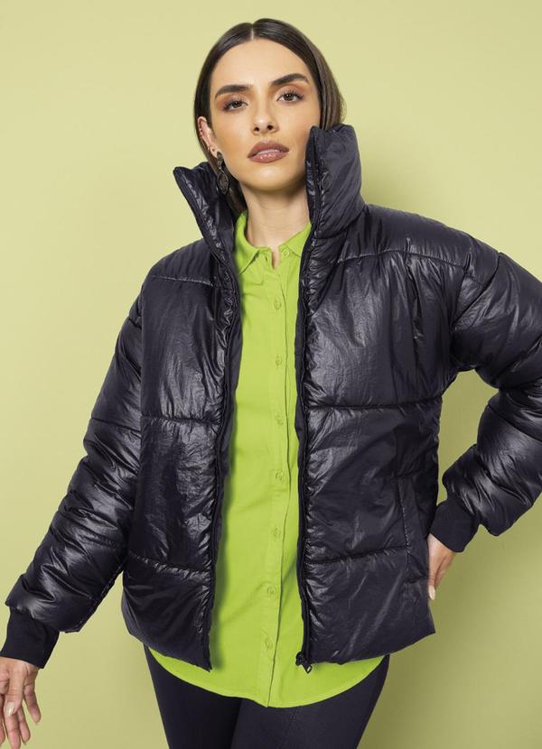 Cativa - Jaqueta Feminina Puffer com Gola Alta Preto