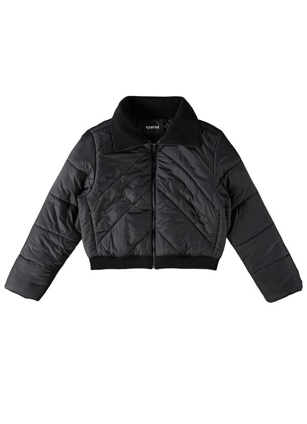 Enfim - Jaqueta Feminina Puffer em Matelassê Preto