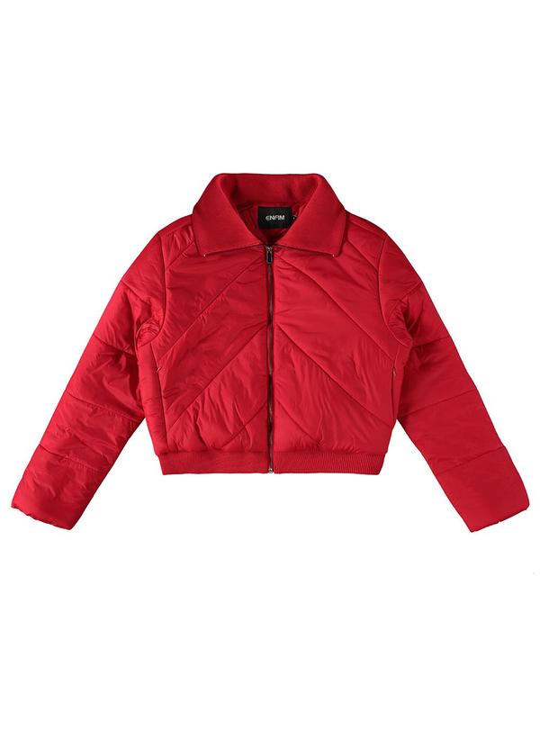 Enfim - Jaqueta Feminina Puffer em Matelassê Vermelho