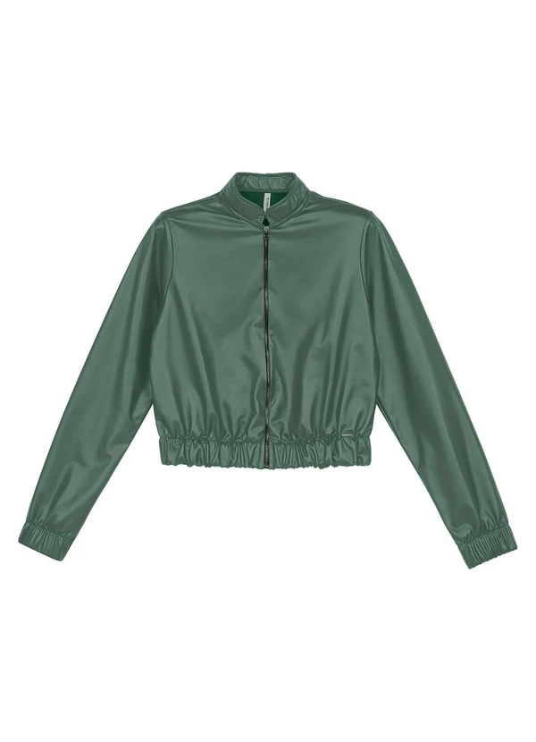 Marialícia - Jaqueta Feminina Resinada com Zíper Verde
