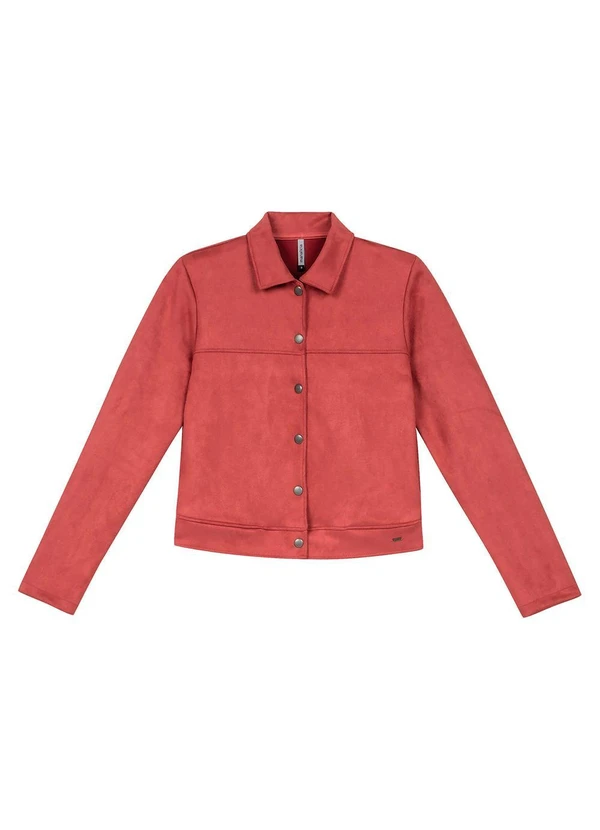 Marialícia - Jaqueta Feminina Suede com Botões Rosa 3