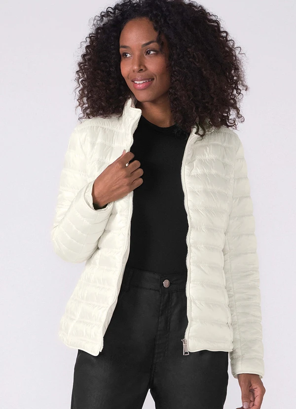 Marialícia - Jaqueta Feminina Tafetá Puffer Bege 2