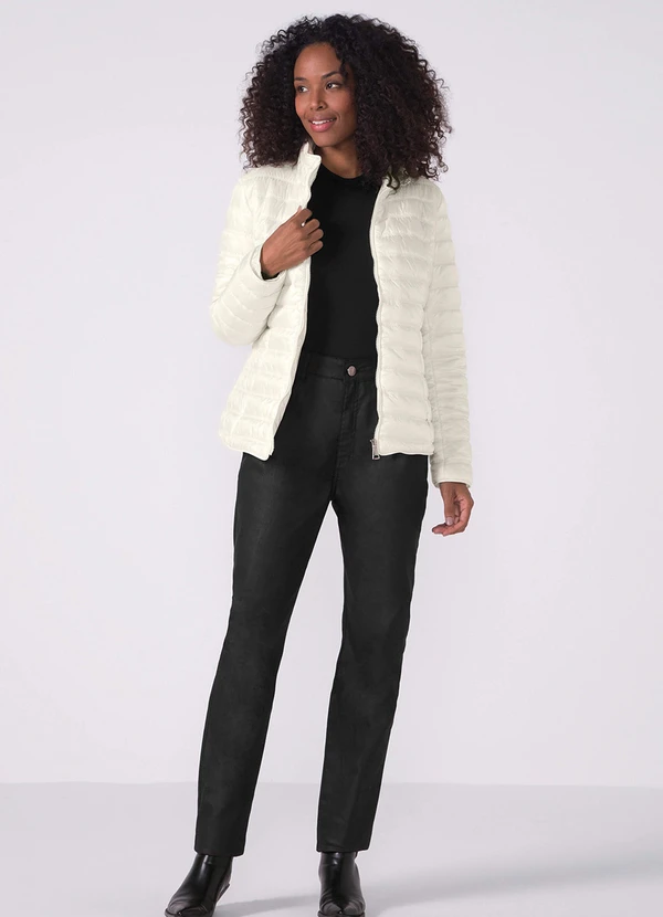 Marialícia - Jaqueta Feminina Tafetá Puffer Bege 3