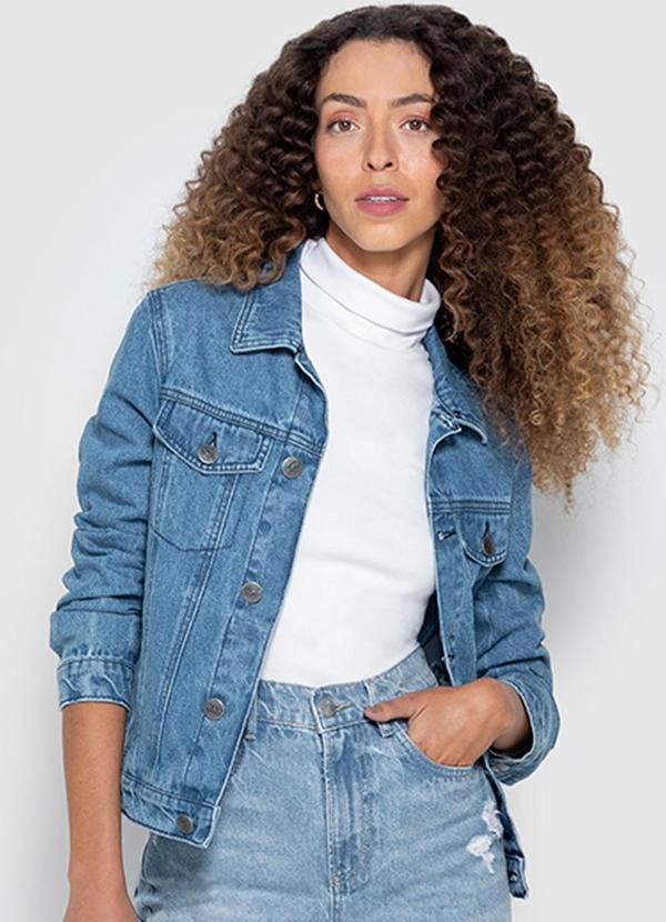 Enfim - Jaqueta Feminina Tradicional Jeans Azul