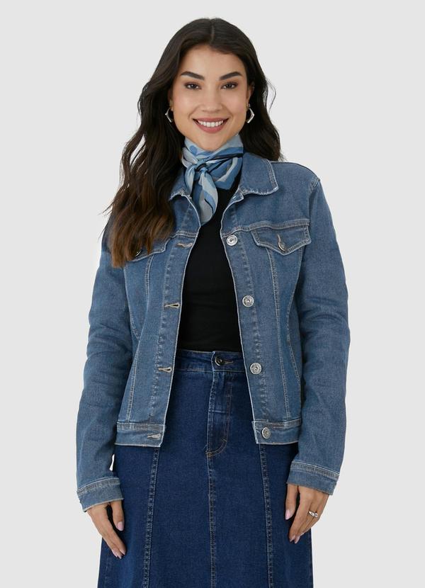 Malwee - Jaqueta Feminina Tradicional Jeans Azul