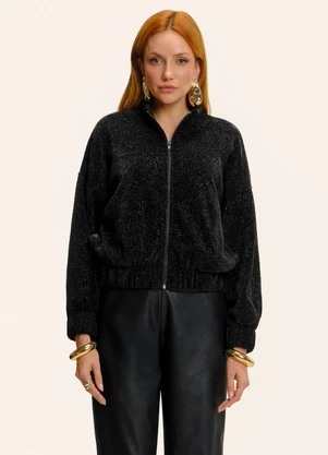 Endless - Jaqueta Feminina Tricot Gola Alta Preto - ENDLESS