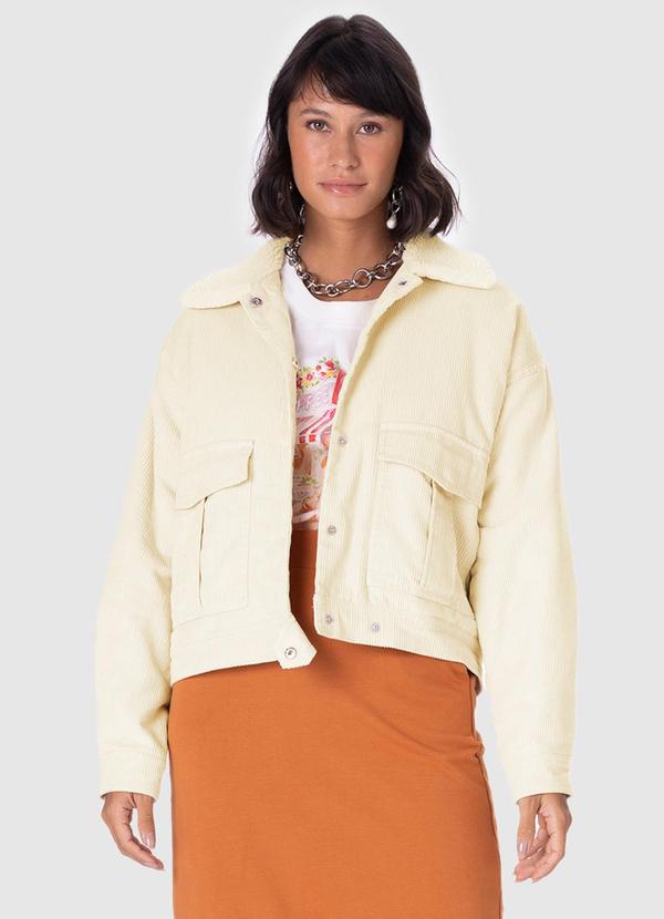 Malwee - Jaqueta Feminina Trucker em Cotelê Bege 4